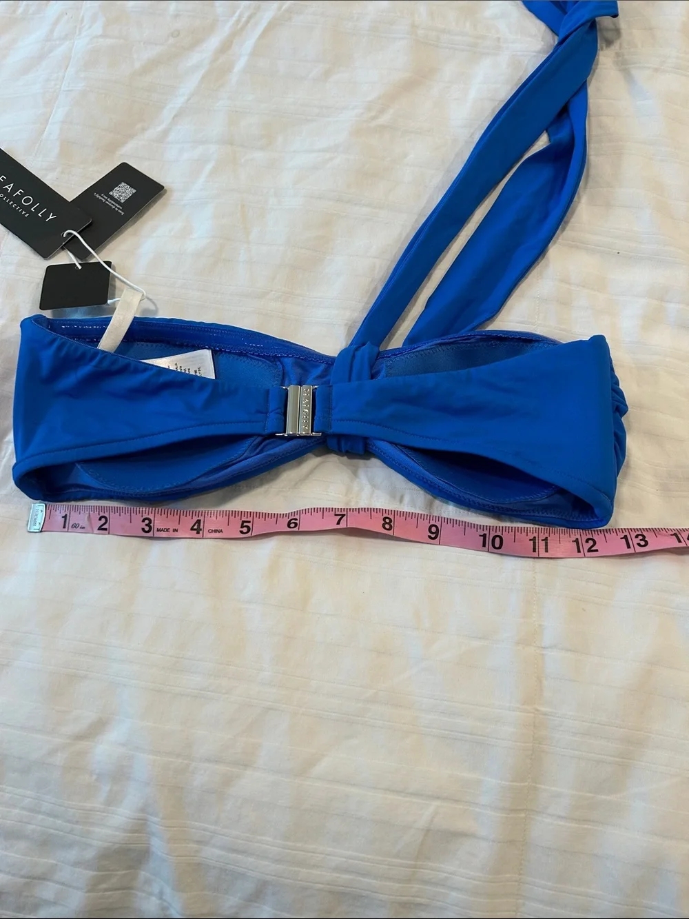 Seafolly Bright Blue Twist Front Bandeau Halter Bikini Top